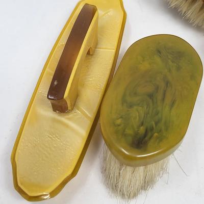 Antique Dupont Celluloid & Bakelite Brushes, Mirror & More