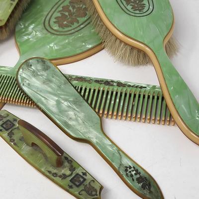 Antique Dupont Celluloid & Bakelite Brushes, Mirror & More