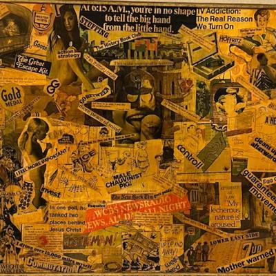Mid-Century Framed Magazine Decoupage