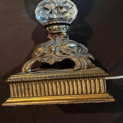 Pair of Glass & Metal Table Lamps (O-MG)