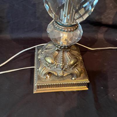 Pair of Glass & Metal Table Lamps (O-MG)
