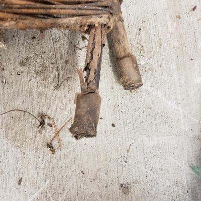 Eight Willow Edging Pieces, Decorative Wheelbarrow & Cast Iron Hook (G-KD)