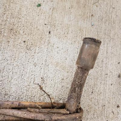 Eight Willow Edging Pieces, Decorative Wheelbarrow & Cast Iron Hook (G-KD)