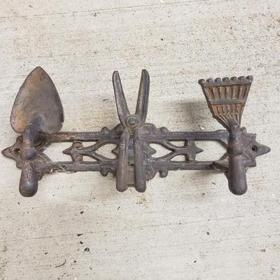 Eight Willow Edging Pieces, Decorative Wheelbarrow & Cast Iron Hook (G-KD)