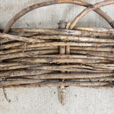 Eight Willow Edging Pieces, Decorative Wheelbarrow & Cast Iron Hook (G-KD)