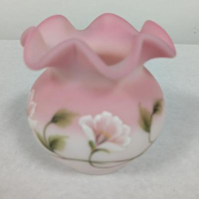 Fenton Hand Painted Signed C. Riggs Ruffled Bowl