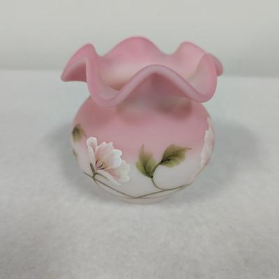 Fenton Hand Painted Signed C. Riggs Ruffled Bowl