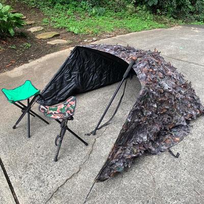 Eastman Ground Blind with Tracks Walking Stick & Two Small Chairs (L-HS)