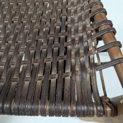 Antique Primitive Rustic Shaker Chair With Leather Seat