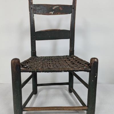 Antique Primitive Rustic Shaker Chair With Woven Seat