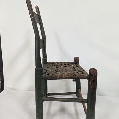Antique Primitive Rustic Shaker Chair With Woven Seat