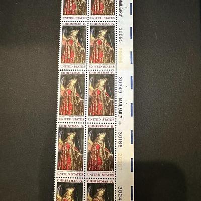 6-cent Christmas Angel stamps (Scott # 1363, released in 1968 block of 10