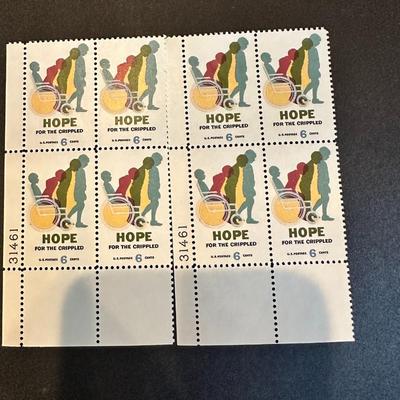 #1385 – 1969 6c Hope for the Crippled Plate Block of 8