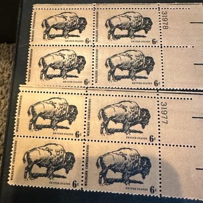 (8Count )1970 Wildlife Conservation Bison Single 6c Postage Stamp, Sc#1392, MNH, OG