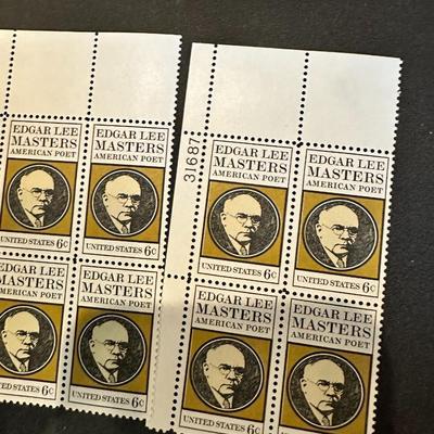 Edgar Lee Masters American Poet, Plate Block #31687 1970 Masters 8count