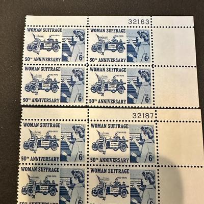(8 count) USPS Women's Suffrage 50th Anniversary Stamps: block of 4 UNused stamps