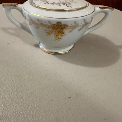 Vintage Lefton Japan Hand Painted 50th Wedding Anniversary Sugar Bowl w/Lid 274N