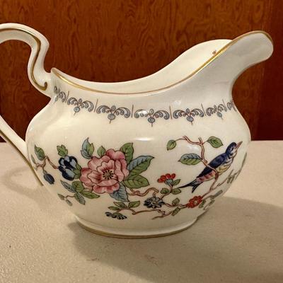 Aynsley Pembroke Sugar Bowl, Milk, and resting spoon