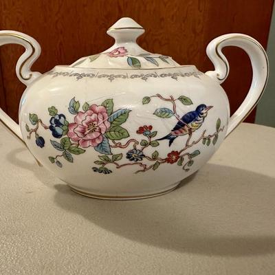 Aynsley Pembroke Sugar Bowl, Milk, and resting spoon