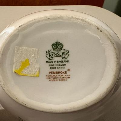 Aynsley Pembroke Sugar Bowl, Milk, and resting spoon