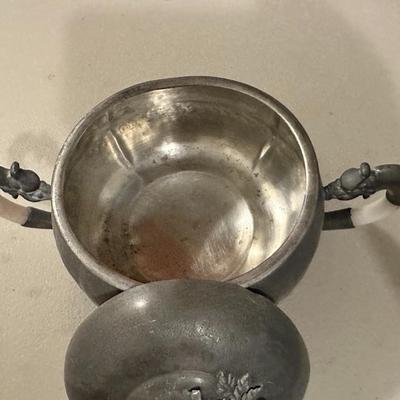 Chinese Pewter Covered Dish