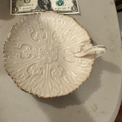 Vintage Lenox Ivory Scalloped-Edge Dish with Handle and 24k Gold Trim