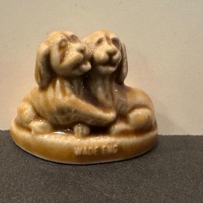 Vintage Wade Whimsey England Porcelain Puppies Pair Spaniels Dogs