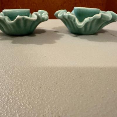2 Green Vintage Color Candlestick Holders