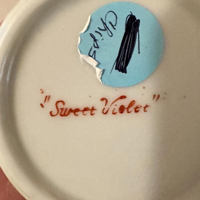 Norcrest Fine China Jam Jelly with lid and spoon Sweet Violet VT500 