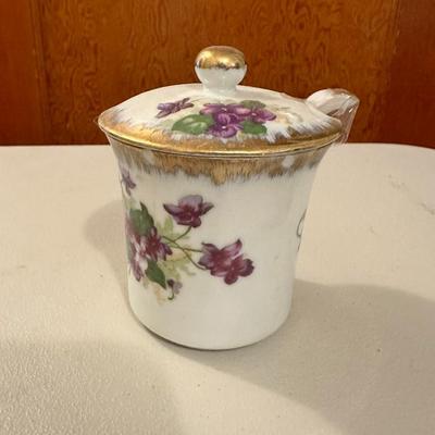 Norcrest Fine China Jam Jelly with lid and spoon Sweet Violet VT500 