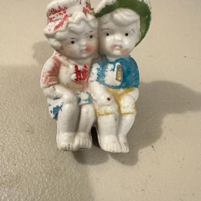 Antique Frozen Charlotte Penny Bisque Dolls Boy And A Girl 3.5i