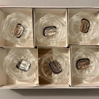 Vintage Bohemia Crystal Czech Salt Cellers Lot of 6 Original Box With Spoons