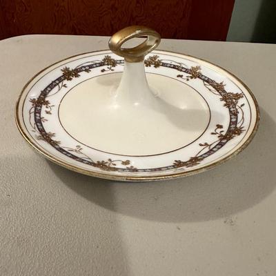 Circa 1900 Nippon Hand Painted & Gilt Server w/ Center Handle