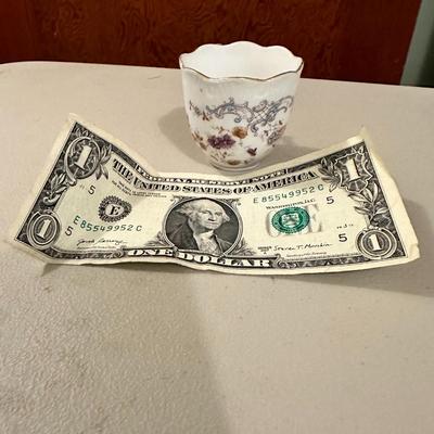 Vintage Rare Miniature Ruffle Edge Tea cup Gold Rim