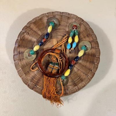 19th Century Chinese Sewing Wicker Basket