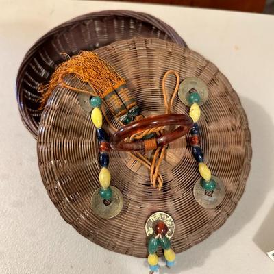 19th Century Chinese Sewing Wicker Basket