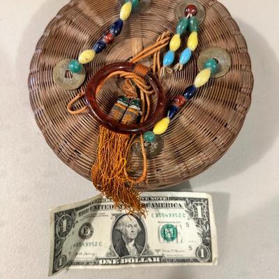 19th Century Chinese Sewing Wicker Basket