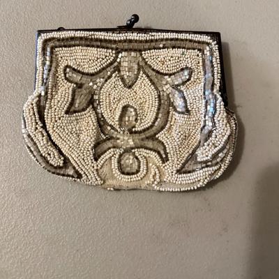 Art Deco Hand Beaded Made In France Ivory Beaded Evening Purse Wedding Purse 1920s Beaded Bag