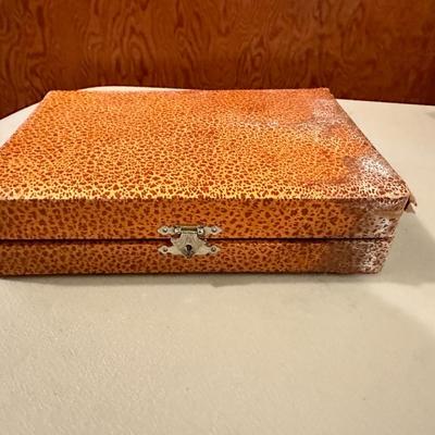 Vintage Chinese Metal Desk Ink Set Decorated with Sword in Original Wooden Box