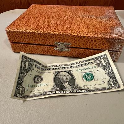 Vintage Chinese Metal Desk Ink Set Decorated with Sword in Original Wooden Box