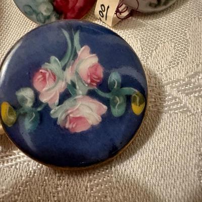Vintage hand-painted buttons Set of 3