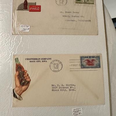 vintage 1948 coca cola envelope & 1938 Coke Envelope