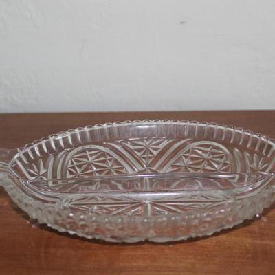 Vintage Glass Divided Tray Oblong