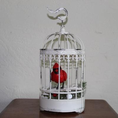 Animated Singing Cardinal in cage