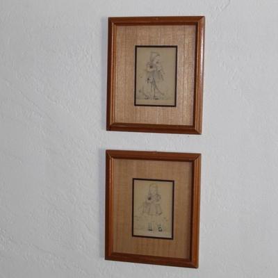 Vintage wall art pair