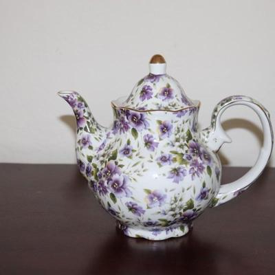Vintage Purple Lilies Teapot Ornate Handle Gold Accent, Rare Find, Fine Porcelain, Teapot Collectors, Estate Decor