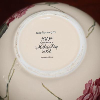 Vintage Teleflora 100th Anniversary Mother’s Day 2008 Teapot with Large Pink Roses