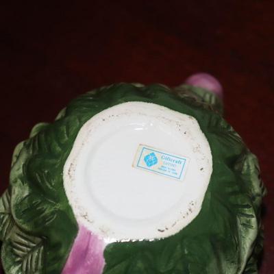 World Bazaars Inc Ceramic Teapot 3D Raised Flowers Floral Baske