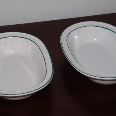 Pair of Grindley Hotel Ware Greenish/blueish Stripe Tray