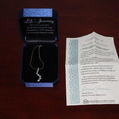 Necklace Life's Journey cubic zirconium silver plated 16 in w/2